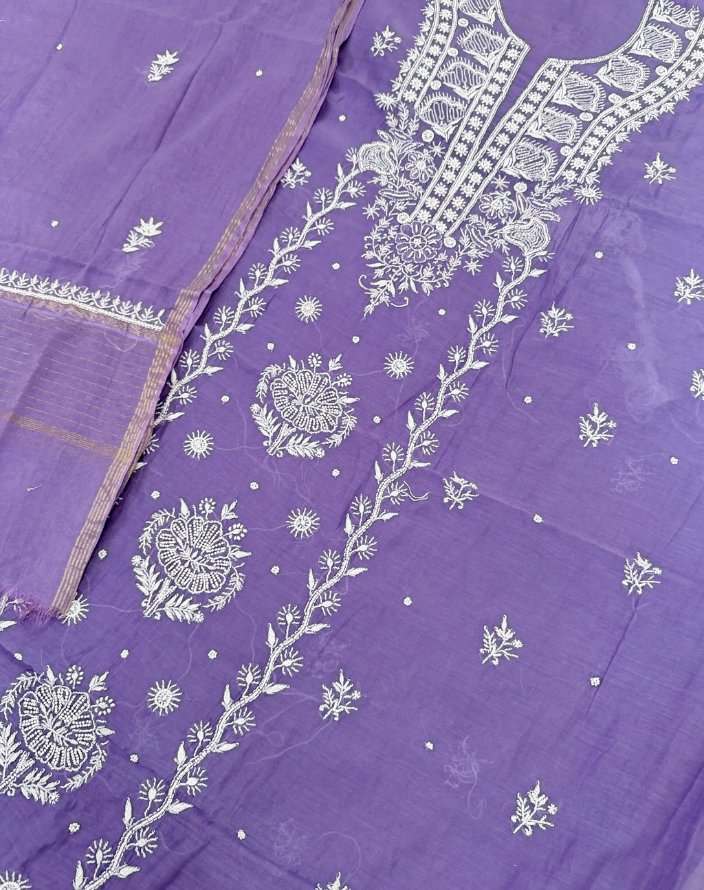 Pure Mul-chanderi Purple - Unstitched