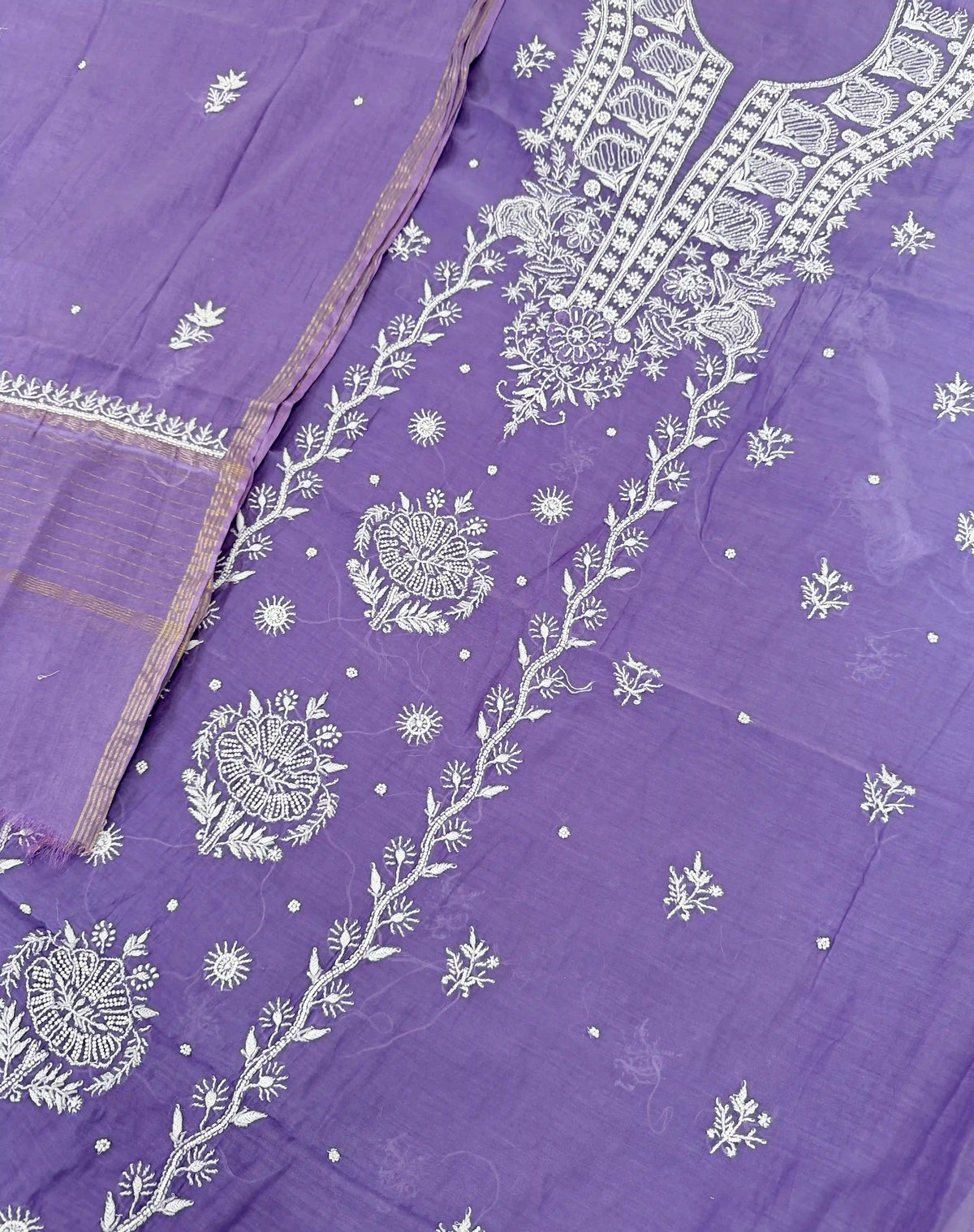 Pure Mul-chanderi Purple - Unstitched