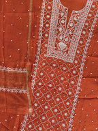 Pure Mulmul Orange  - Unstitched
