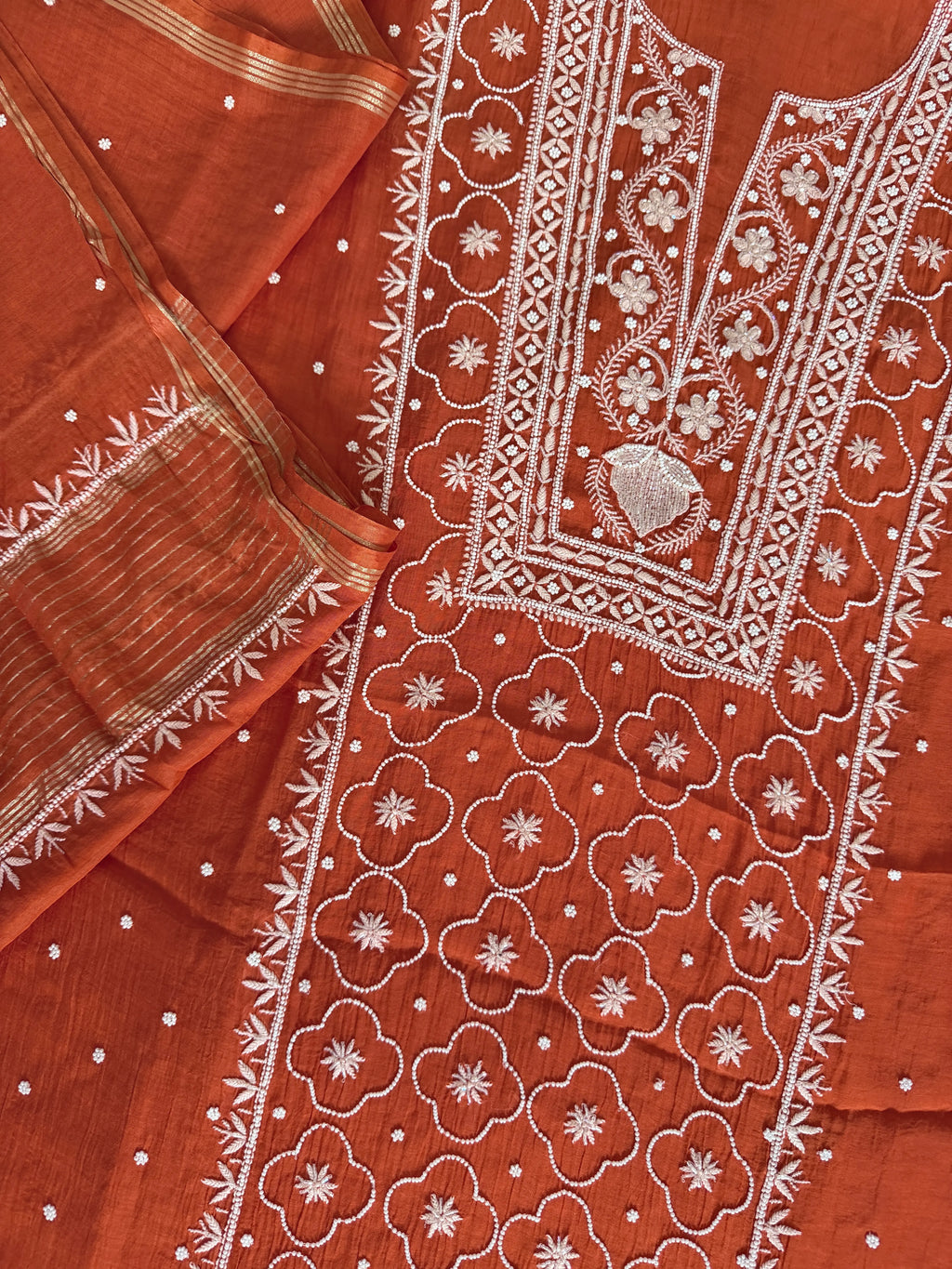 Pure Mulmul Orange  - Unstitched