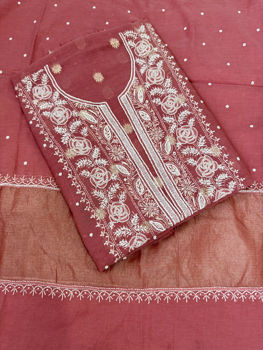 Pure Mulmul Brick Red - Unstitched