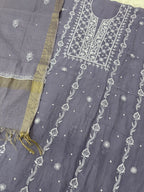 Pure Mul-chanderi Grey - Unstitched