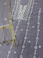 Pure Mul-chanderi Grey - Unstitched