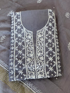 Pure Mul-chanderi Grey - Unstitched