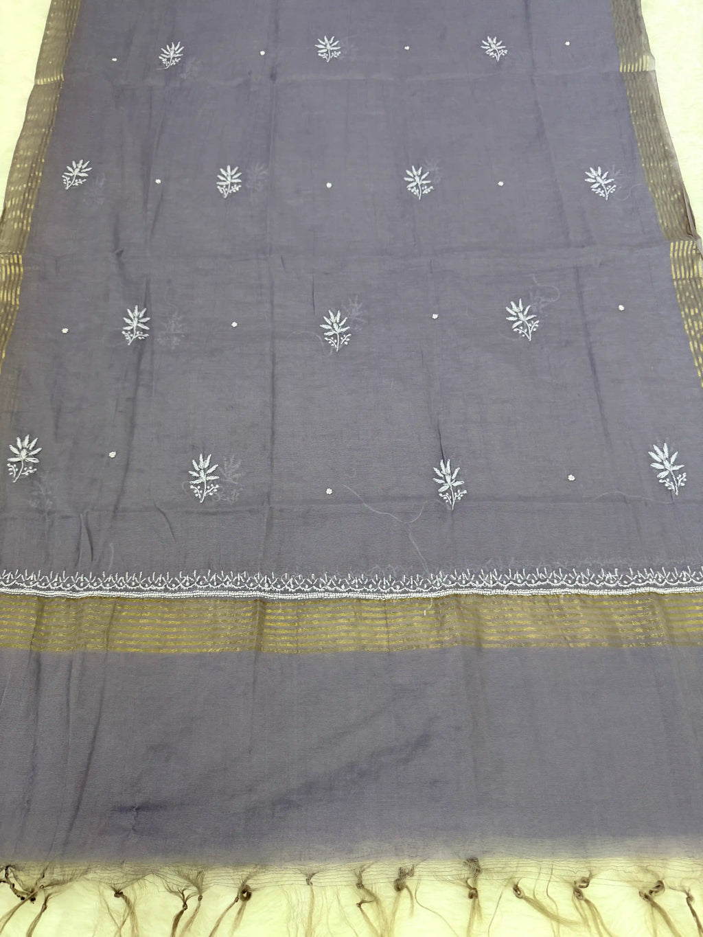 Pure Mul-chanderi Grey - Unstitched
