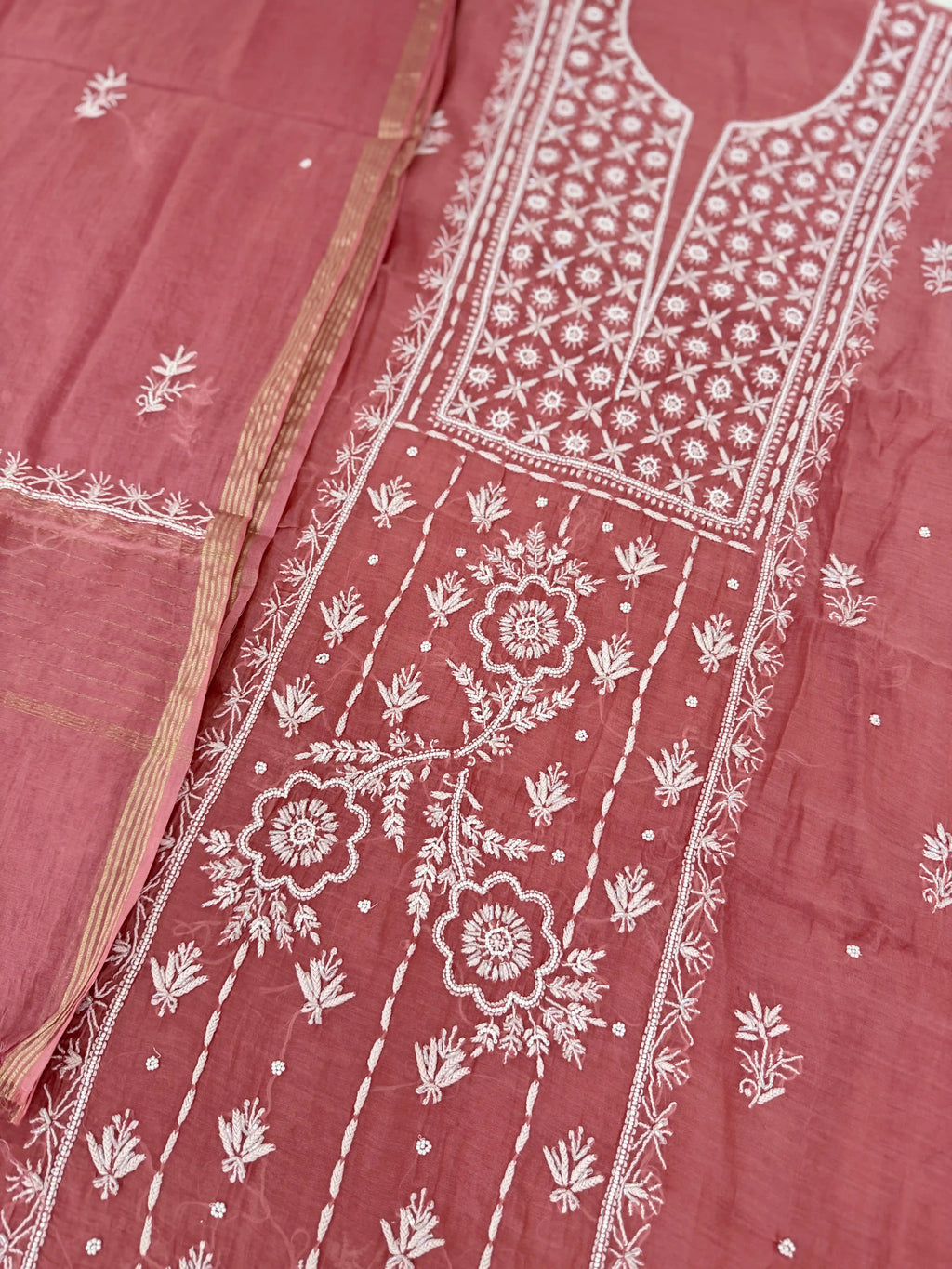 Pure Mul-chanderi Brick Red  - Unstitched