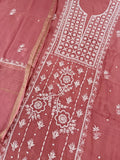 Pure Mul-chanderi Brick Red  - Unstitched
