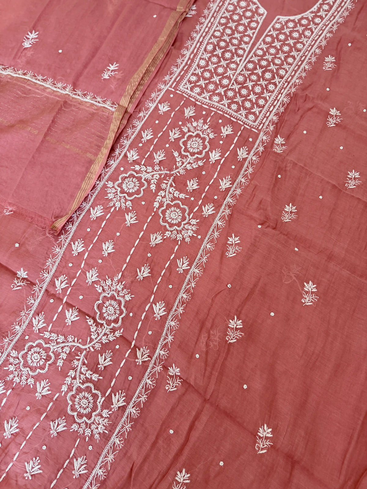 Pure Mul-chanderi Brick Red  - Unstitched