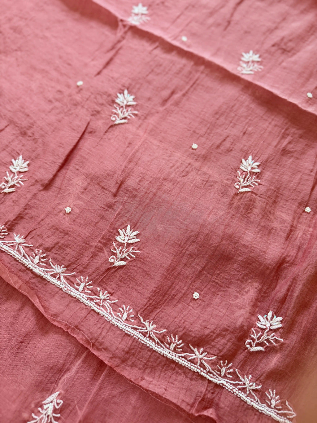 Pure Mul-chanderi Brick Red  - Unstitched