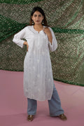 Elegant White Cotton Kurta with Hand Chikankari Embroidery