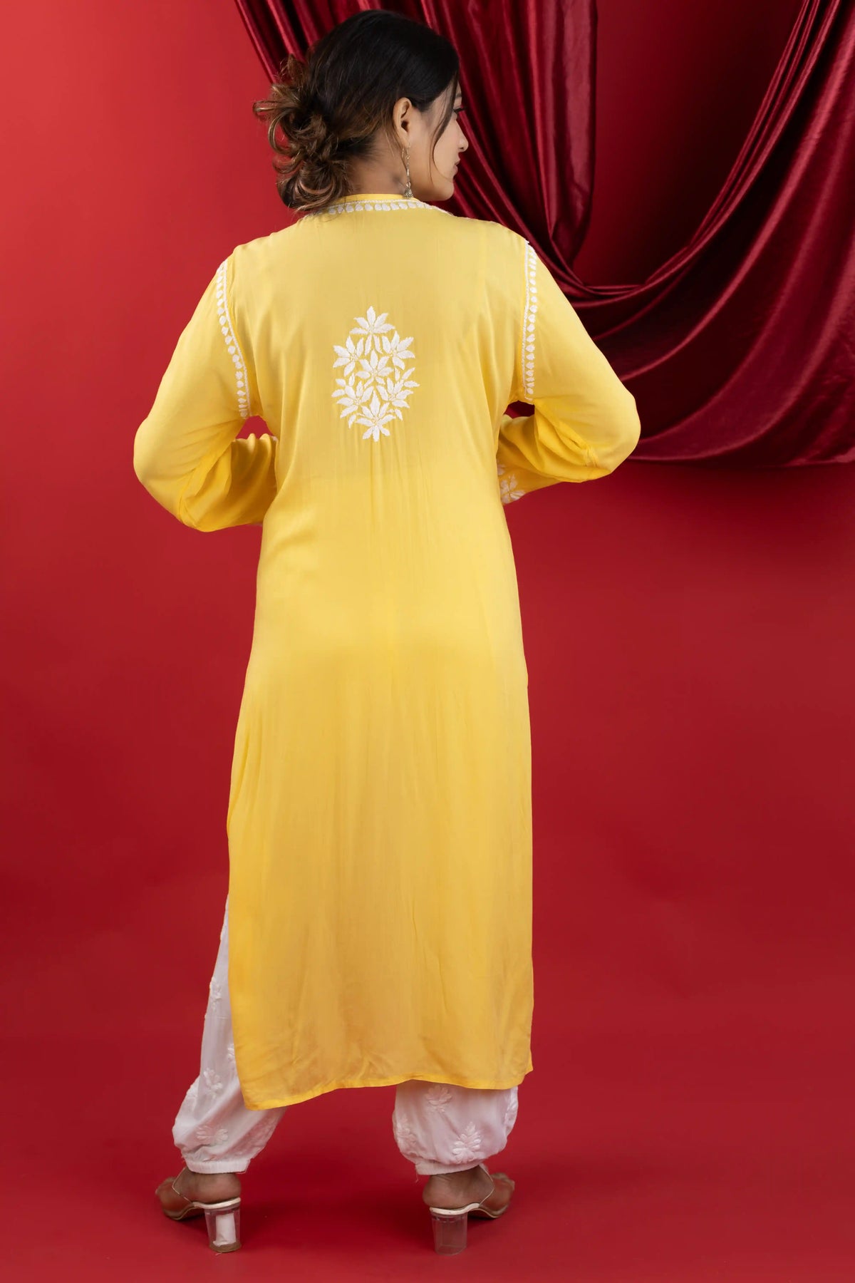 Sunshine Yellow Handcrafted Chikankari Modal Kurta