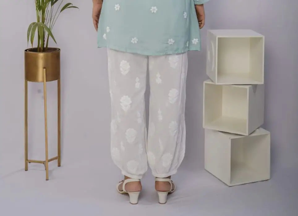 Graceful White Afghani Salwar with Handwork Chikankari – Ethnic Elegance