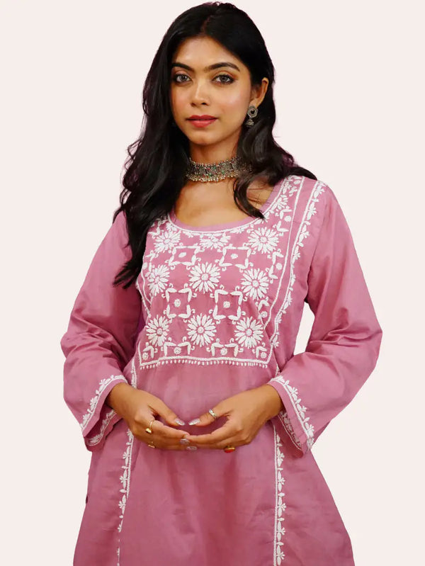 dusty-rose-chikenkari-kurta