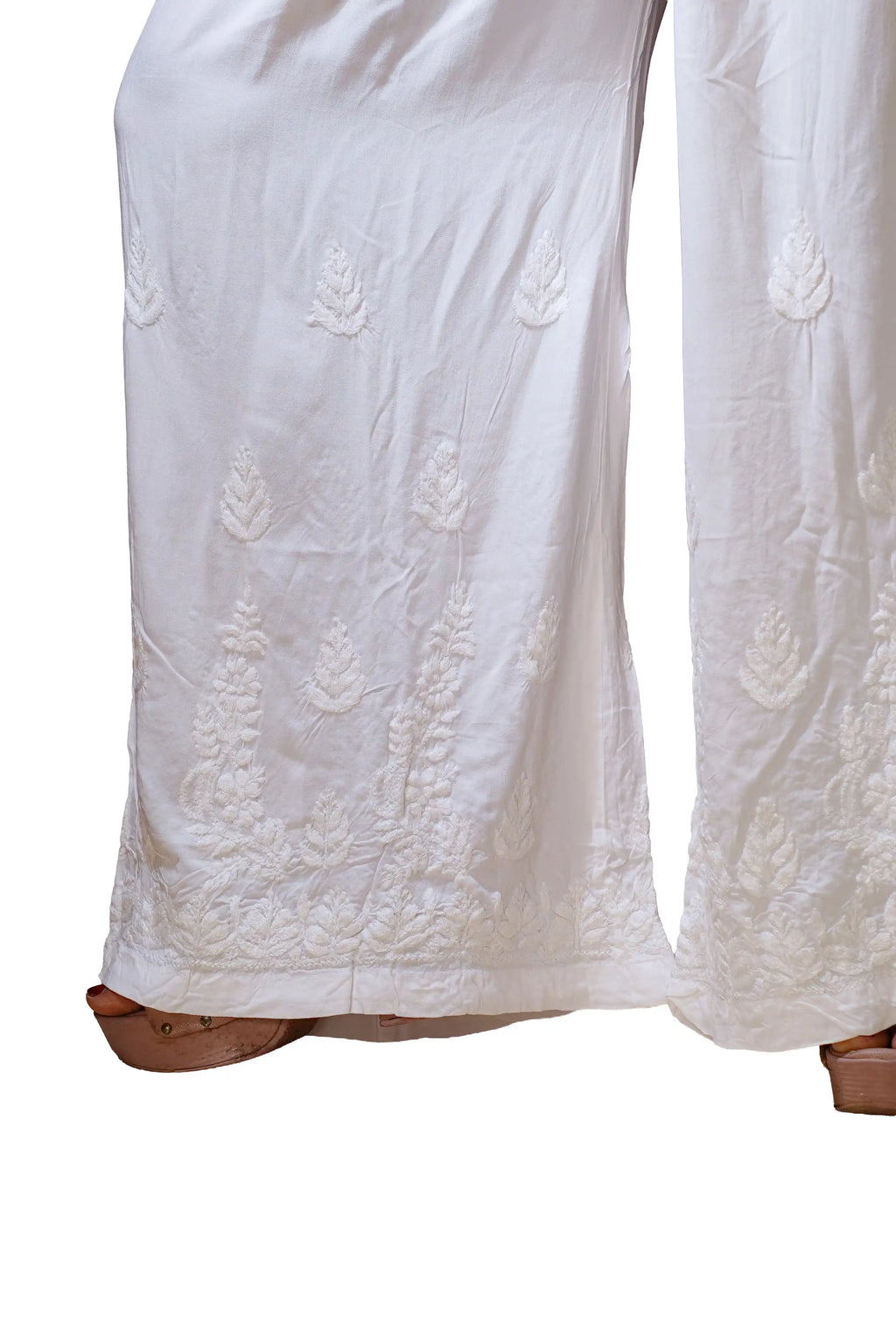 Rayon Hand-Embroidered Chikankari Solid Women's Palazzo