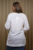 Modal Solid Solid Women's Short Kurta - White