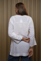 Modal Solid Solid Women's Short Kurta - White