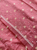 Mulmul Chikankari Solid Women's Unstitched Suit - Brick Red
