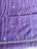 Chanderi Chikankari Solid Women's Unstitched Suit - Purple