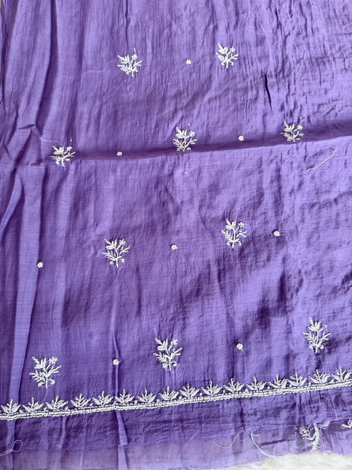 Chanderi Chikankari Solid Women's Unstitched Suit - Purple