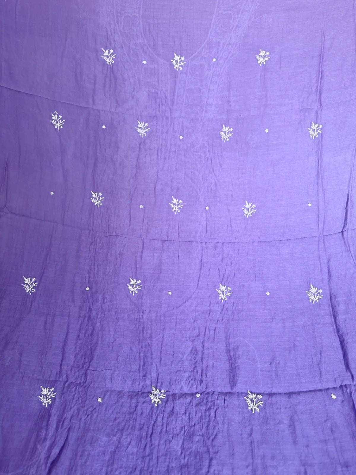 Chanderi Chikankari Solid Women's Unstitched Suit - Purple