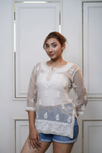 Viscose Solid Solid Women's Short Kurta - Beige