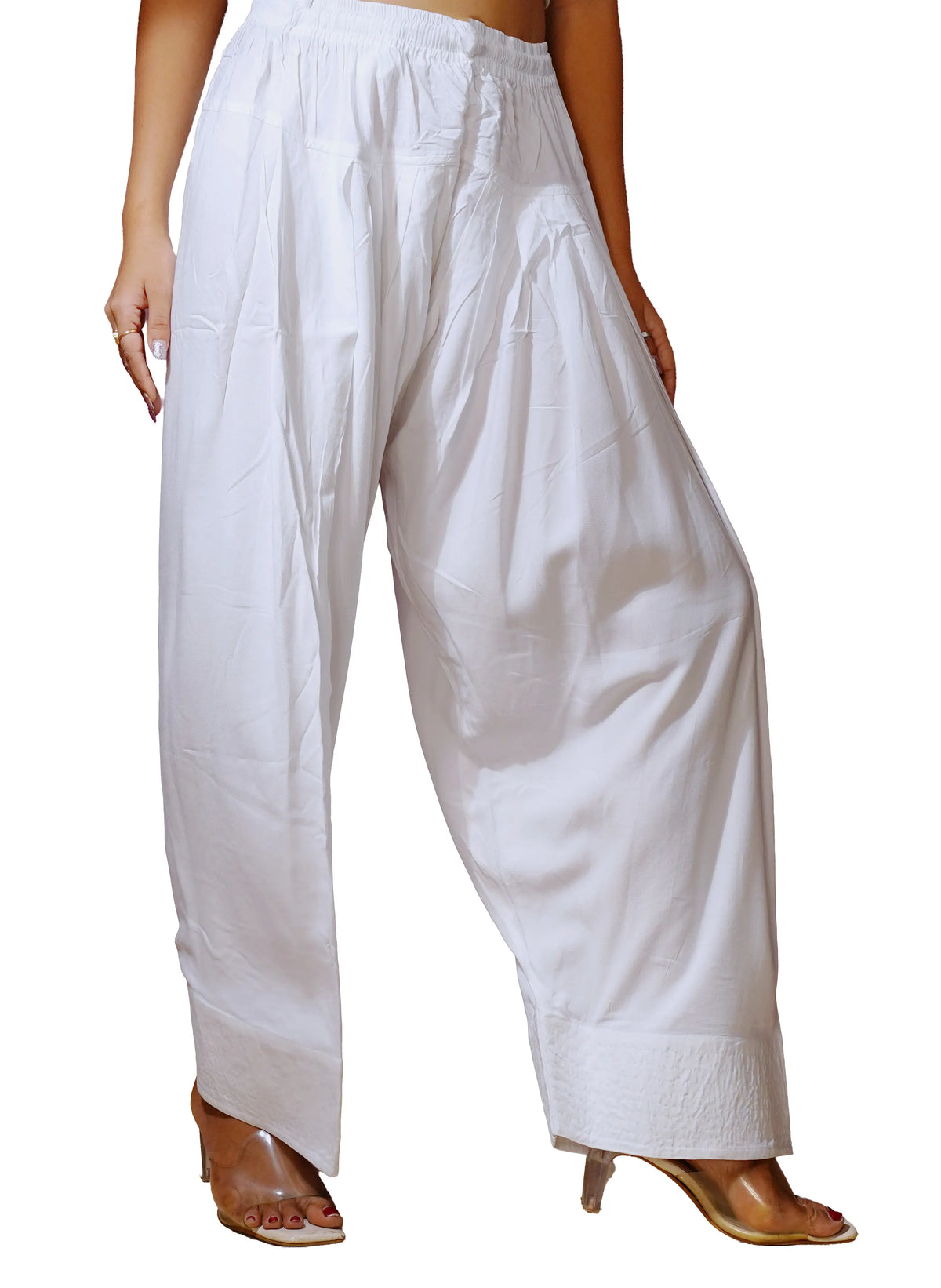 Rayon Solid Women's Farshi Salwar - White